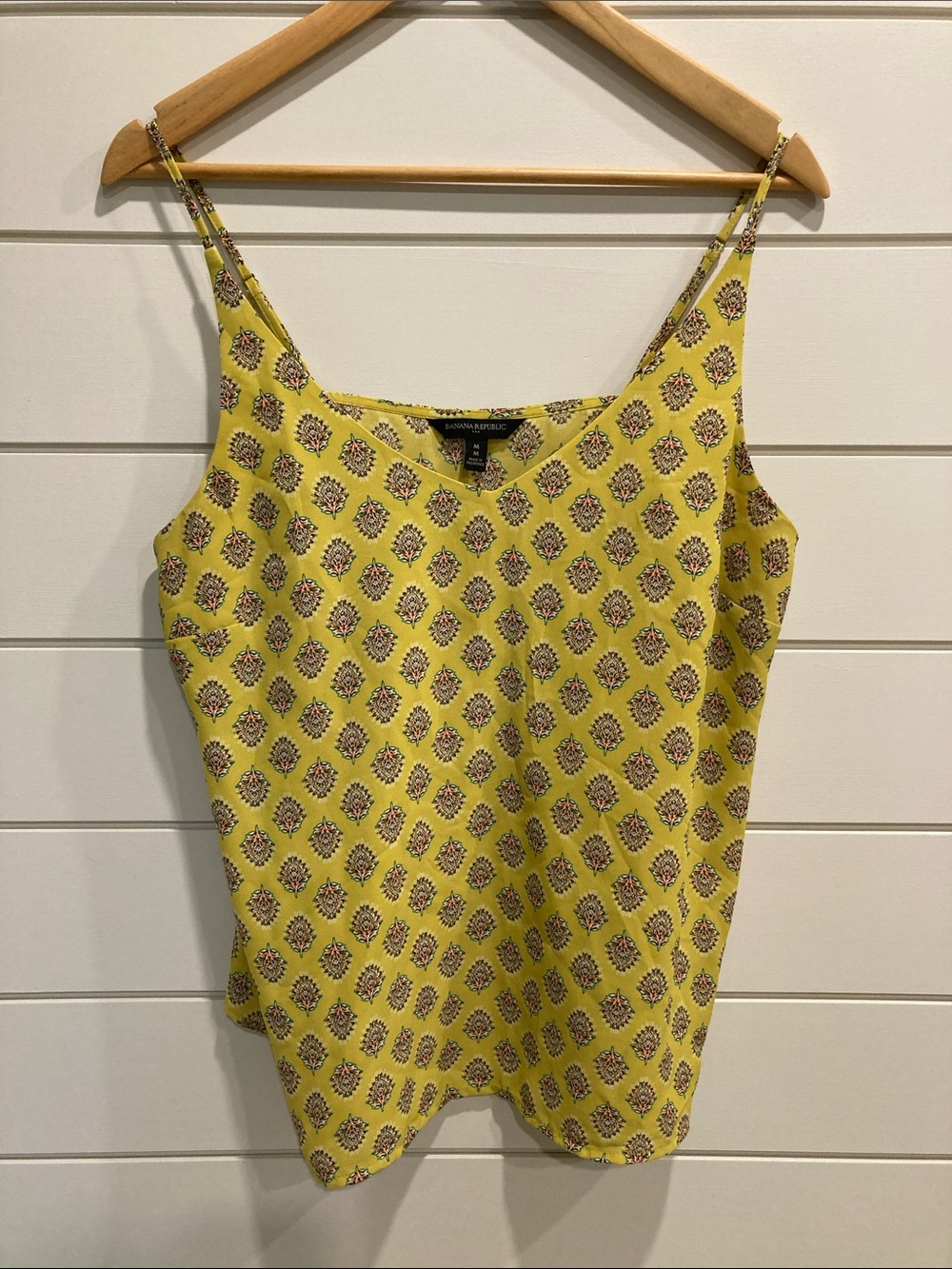 Banana Republic Yellow Printed Spaghetti Strap Tank Top